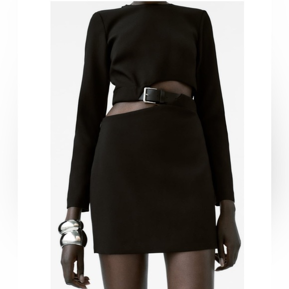 NWT - Zara Belted Cut Out Dress - Size M - Picture 2 of 5